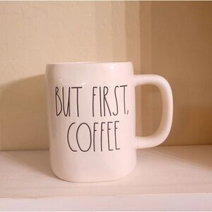 Rae Dunn  BUT FIRST COFFEE white coffee cup